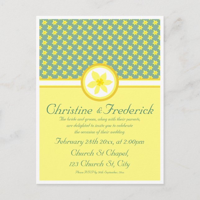 Boda de Daffodil, postal de invitación (Anverso)