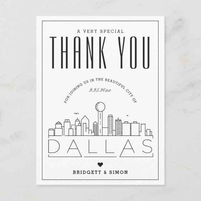 Boda de Dallas | Gracias por venir! Postal (Anverso)
