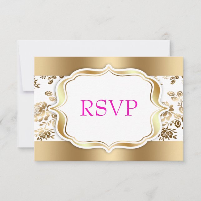 Boda de Damasco Floral RSVP (Anverso)