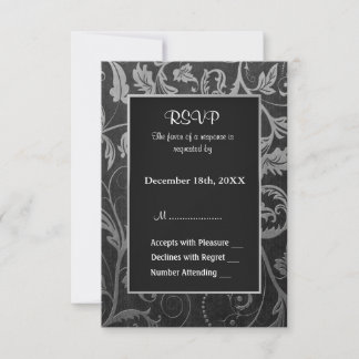 Boda de Damasco Gris Negro y Plata - RSVP