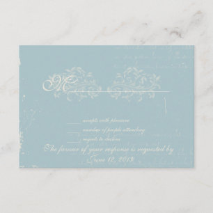 Boda de damasco vintage RSVP Azul