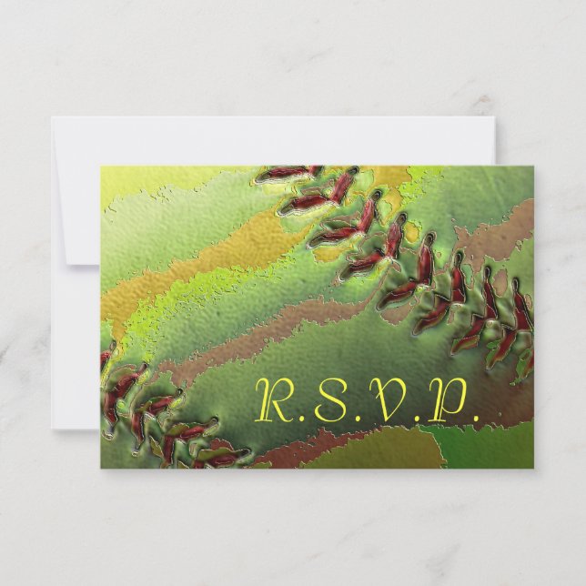 Boda de deportes Softball RSVP con tarjeta para ni (Anverso)