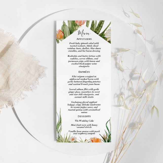 Boda de Desierto Floral Cactus Menú plano (Subido por el creador)