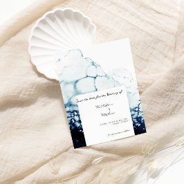 Boda de destino azul Guardar la tarjeta de fecha