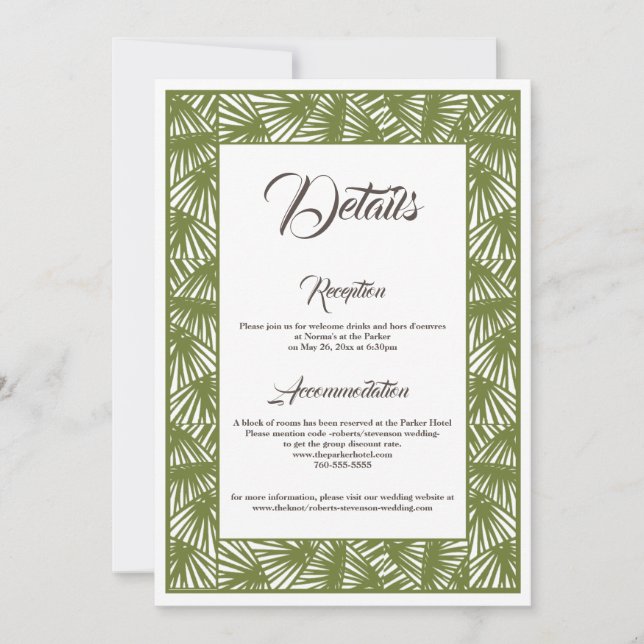 Boda de destino, Boda de playa, Tarjeta de detalle (Anverso)