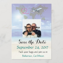 Boda de destino caribeña Guardar la tarjeta de fec