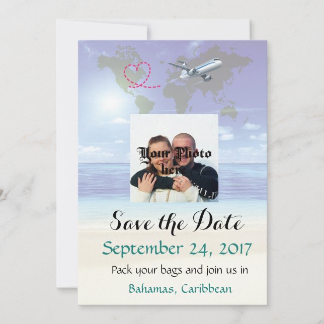 Boda de destino caribeña Guardar la tarjeta de fec (Anverso)