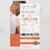 Boda de destino con tarjeta de embarque Terracotta