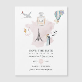 Boda de destino de acuarela París Monograma
