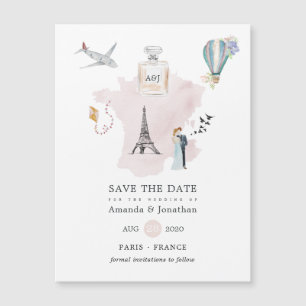 Boda de destino de acuarela París Monograma