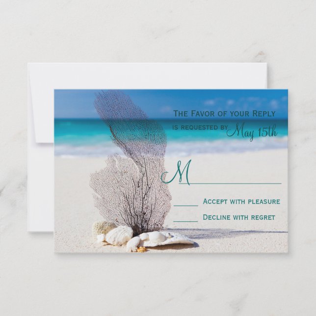 Boda de destino de arena costera RSVP (Anverso)