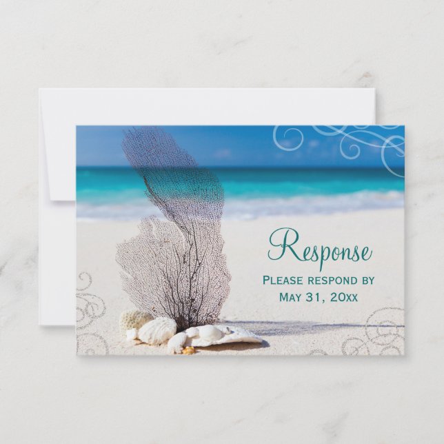 Boda de destino de playa de Coral RSVP (Anverso)