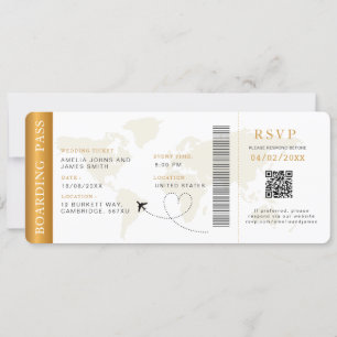 Boda de destino de tarjeta de embarque Código QR R
