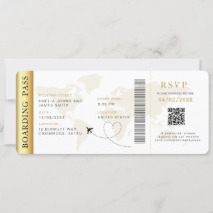 Boda de destino de tarjeta de embarque Código QR R