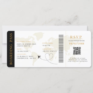 Boda de destino de tarjeta de embarque Código QR R
