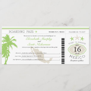 Boda de destino de tarjeta de embarque de México