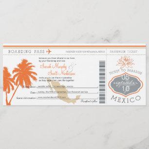 Boda de destino de tarjeta de embarque de México