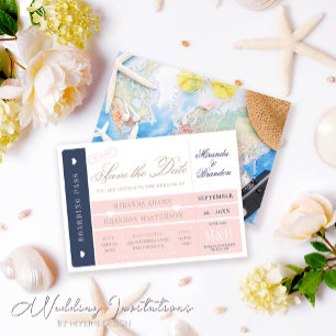 Boda de destino de tarjeta de embarque Guardar la