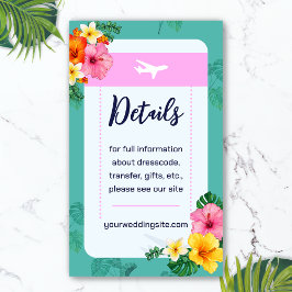Boda de destino de tarjeta de embarque tropical