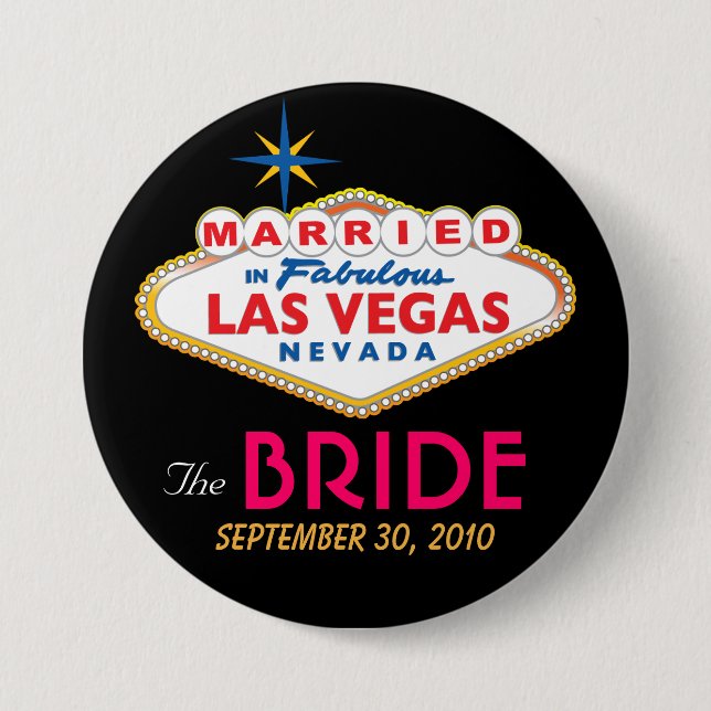 Boda de destino de Vegas Botón BRIDE (Anverso)