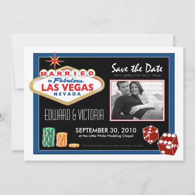 Boda de destino de Vegas Guardar la invitación de  (Anverso)