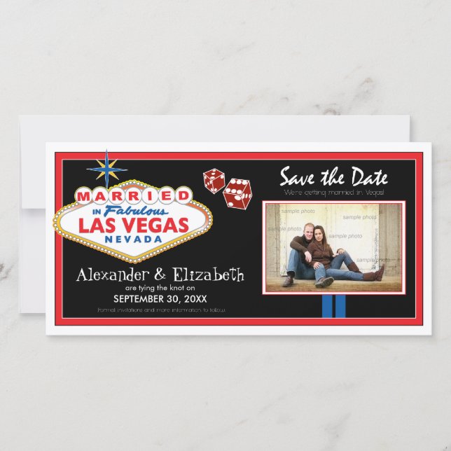 Boda de destino de Vegas Guardar la tarjeta fotogr (Anverso)