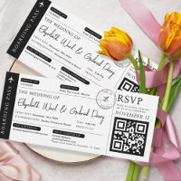 Boda de destino de viaje con tarjeta de embarque n