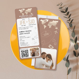 Boda de destino del billete de avión con tarjeta d
