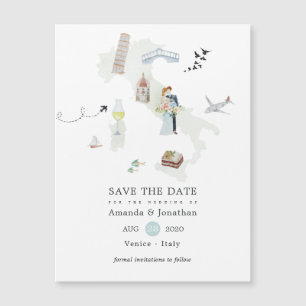 Boda de destino en Italia con acuarela Save the Da