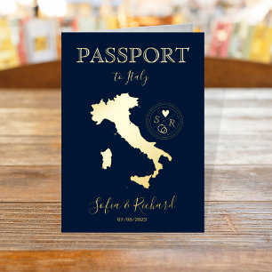 Boda de destino en Italia Mapa dorado Pasaporte Mo