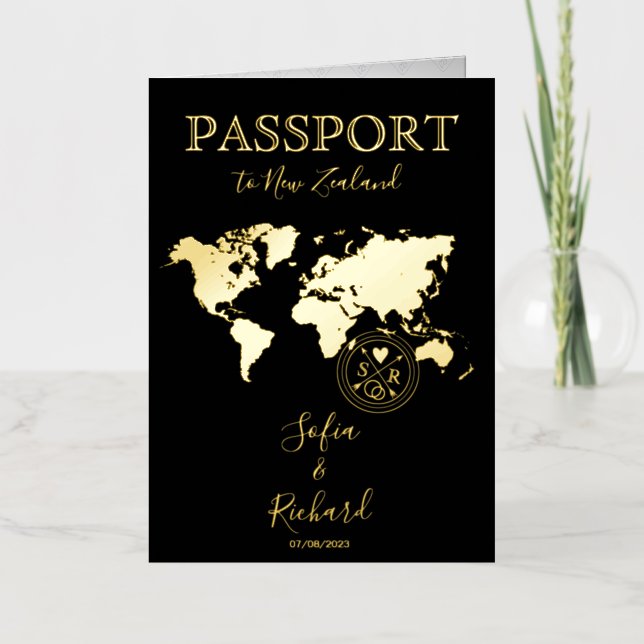Boda de Destino Mapa Mundial de Pasaporte de Oro N (Anverso)