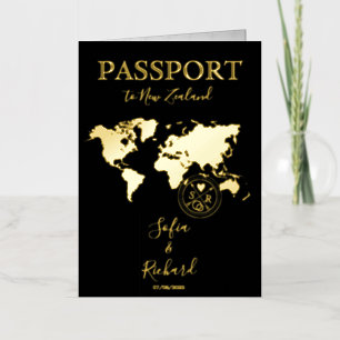 Boda de Destino Mapa Mundial de Pasaporte de Oro N