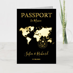 Boda de Destino Mapa Mundial de Pasaporte Moderno 