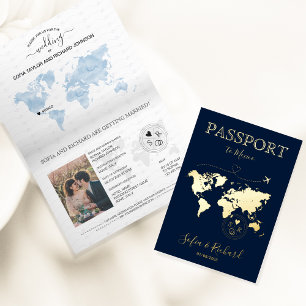 Boda de Destino Mapa Mundial de Pasaporte Moderno 