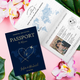 Boda de destino Mapa mundial Pasaporte Monograma F