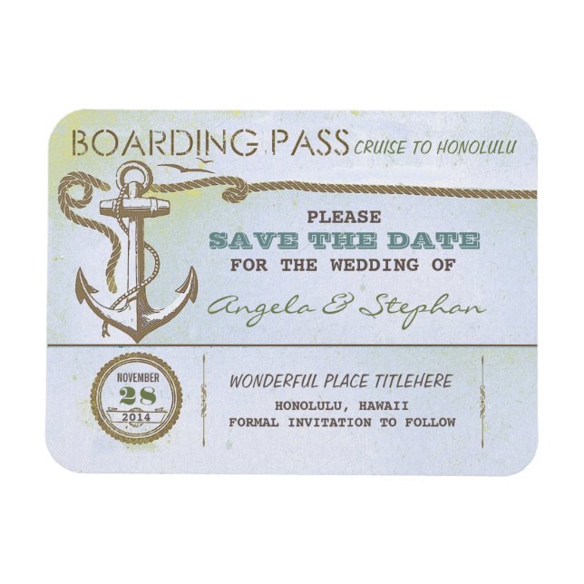 boda de destino náutico guardar el imán de fecha (Horizontal)