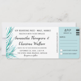 Boda de destino tropical Palm de tarjeta de embarq