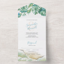 Boda De Destino Tropical Todo En Una Invitación