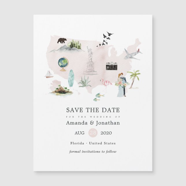 Boda de destino Watercolor Florida USA (Anverso)