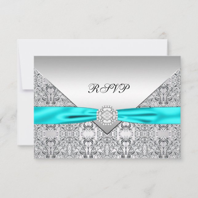 Boda de Diamante Azul verde azulado RSVP (Anverso)