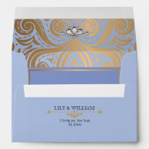 Boda de Diamante Dorado Artdeco Elegante Azul