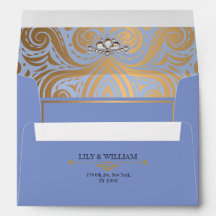 Boda de Diamante Dorado Artdeco Elegante Azul