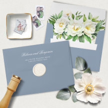 Boda de direcciones de Personalizado floral azul c