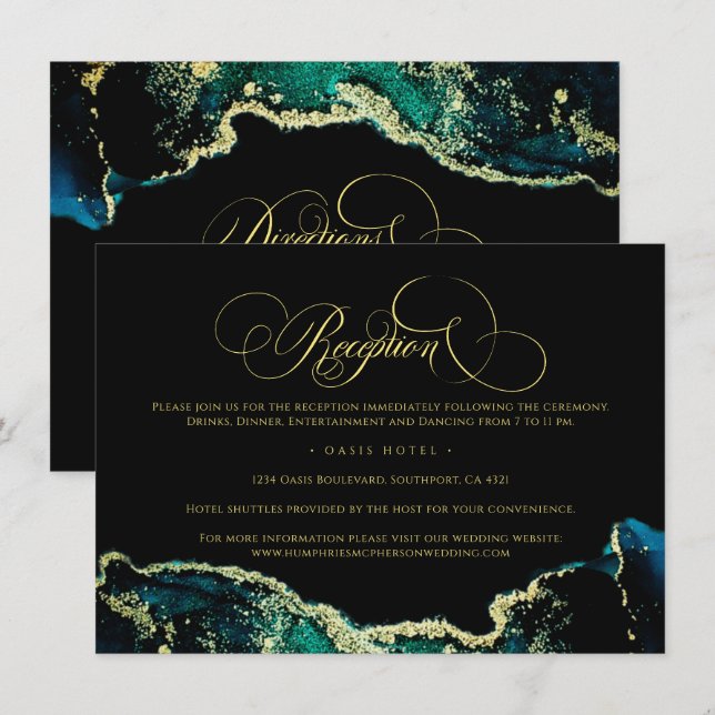 Boda de direcciones de recepción de color negro ve (Anverso / Reverso)