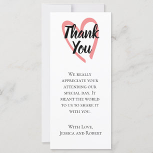 Boda de diseño cardiaco nota de agradecimiento