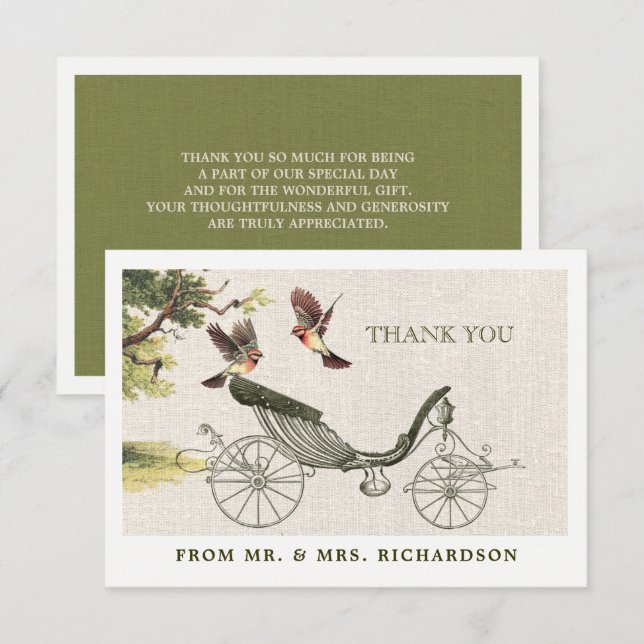 Boda de diseño de época Gracias Tarjetas planas (Anverso / Reverso)