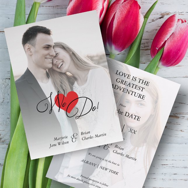 Boda de dos fotos romántico clásico del corazón ro (Subido por el creador)