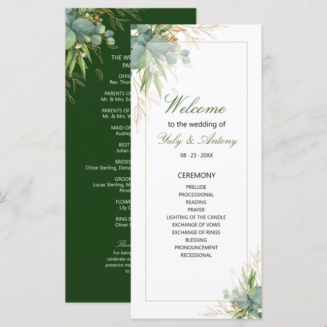 Boda de Dulce Botánica Atemporal y Verde (Anverso / Reverso)