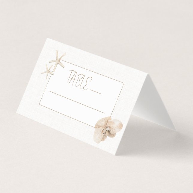 Boda de elegancia costera Número de mesa Tarjeta d (Anverso)