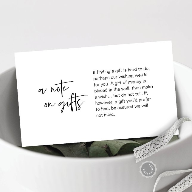 Boda de elegancia moderna y desenfadada, Una nota  (Modern casual elegance wedding, A note on gifts Enclosure Card)